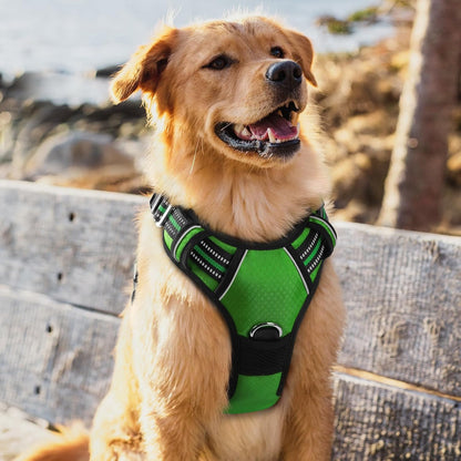 Dog Harness for Large, No Pull 3 Buckles Easy On & Off | Soft Padded, Walking with Control Handle, Adjustable and Reflective, Pink, Large