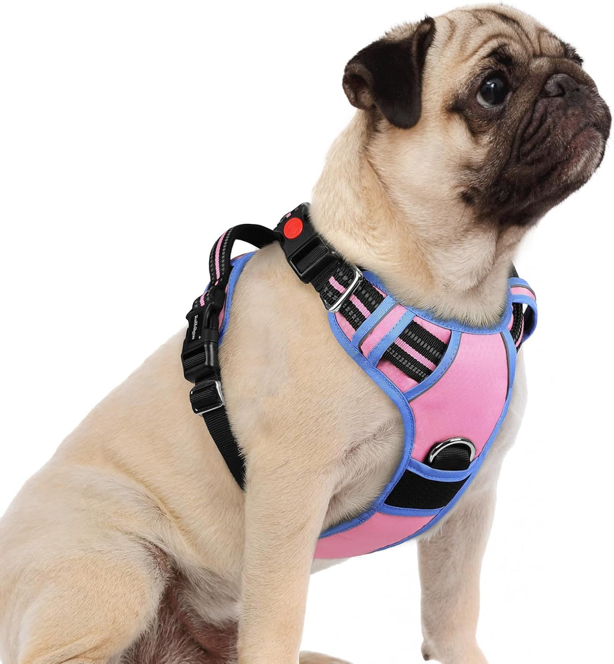 Dog Harness for Large, No Pull 3 Buckles Easy On & Off | Soft Padded, Walking with Control Handle, Adjustable and Reflective, Pink, Large