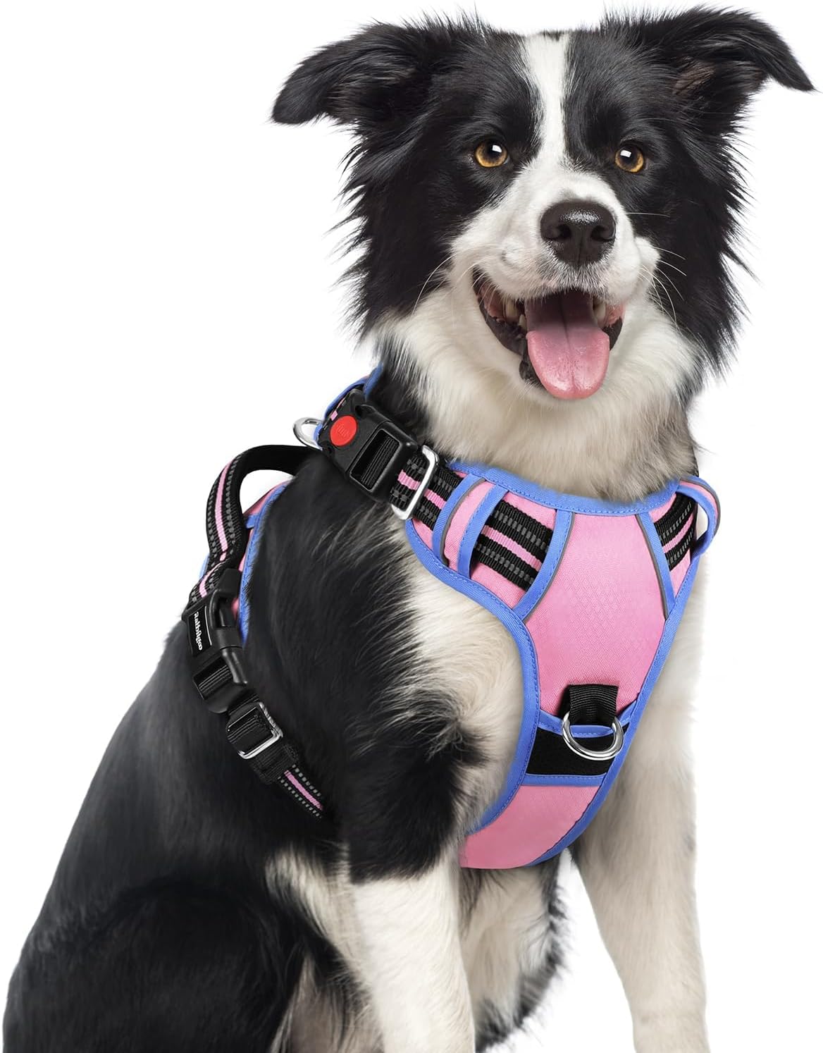 Dog Harness for Large, No Pull 3 Buckles Easy On & Off | Soft Padded, Walking with Control Handle, Adjustable and Reflective, Pink, Large