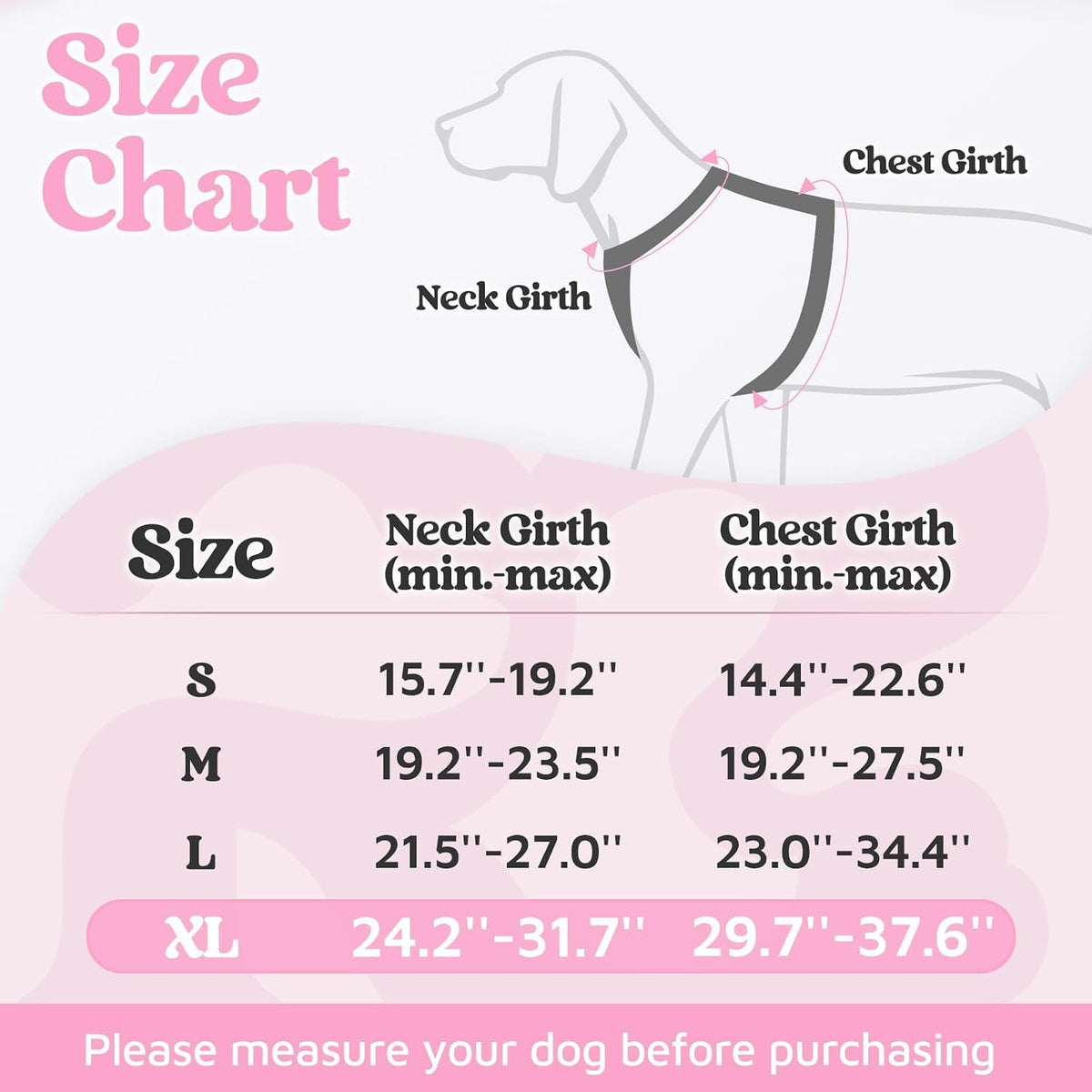 Dog Harness for Large, No Pull 3 Buckles Easy On & Off | Soft Padded, Walking with Control Handle, Adjustable and Reflective, Pink, Large
