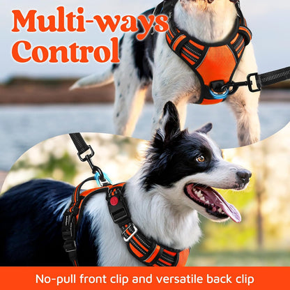Dog Harness for Large, No Pull 3 Buckles Easy On & Off | Soft Padded, Walking with Control Handle, Adjustable and Reflective, Pink, Large