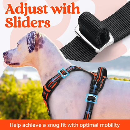 Dog Harness for Large, No Pull 3 Buckles Easy On & Off | Soft Padded, Walking with Control Handle, Adjustable and Reflective, Pink, Large