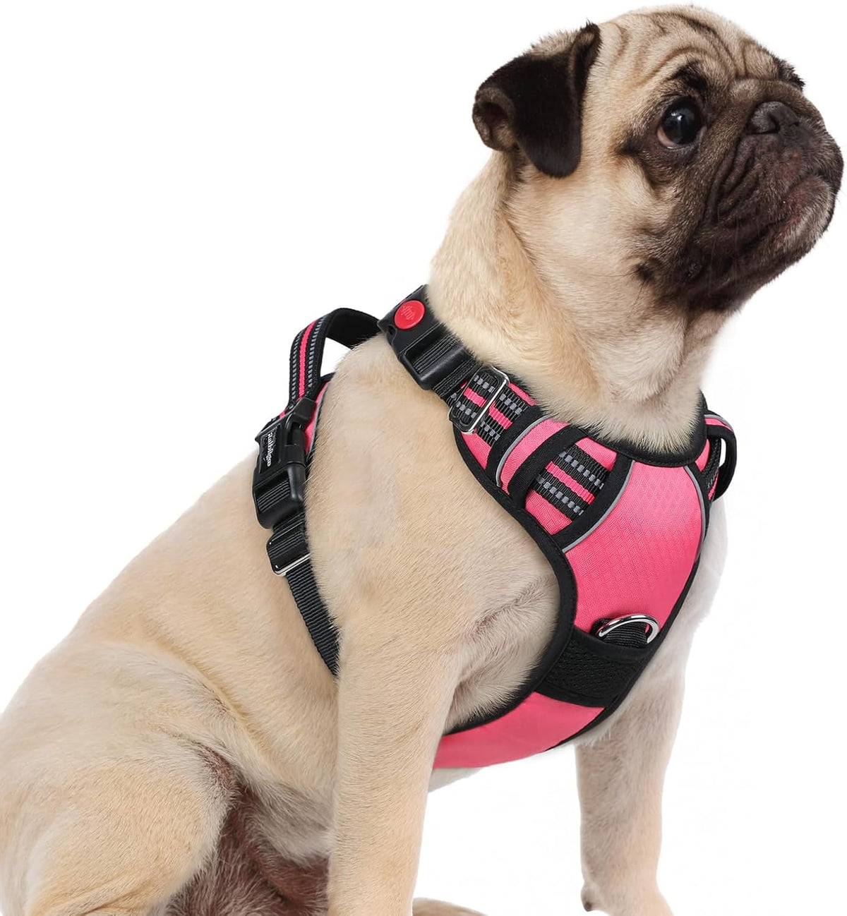 Dog Harness for Large, No Pull 3 Buckles Easy On & Off | Soft Padded, Walking with Control Handle, Adjustable and Reflective, Pink, Large