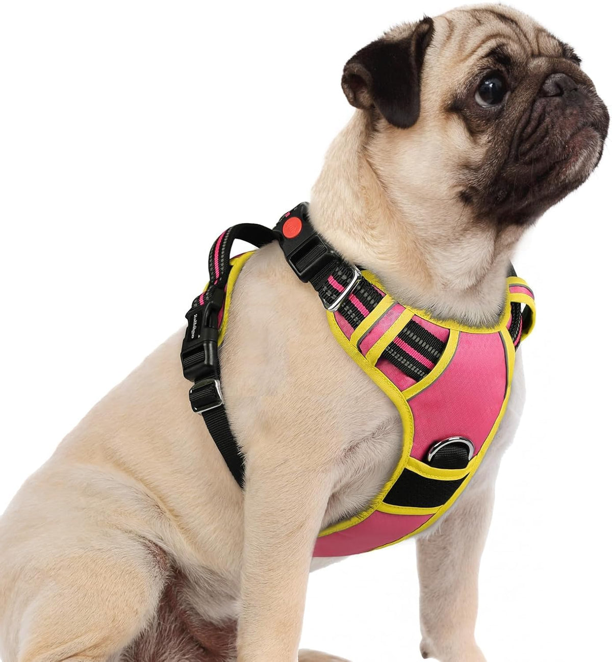 Dog Harness for Large, No Pull 3 Buckles Easy On & Off | Soft Padded, Walking with Control Handle, Adjustable and Reflective, Pink, Large