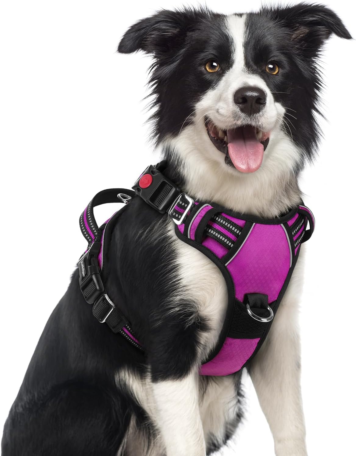 Dog Harness for Large, No Pull 3 Buckles Easy On & Off | Soft Padded, Walking with Control Handle, Adjustable and Reflective, Pink, Large