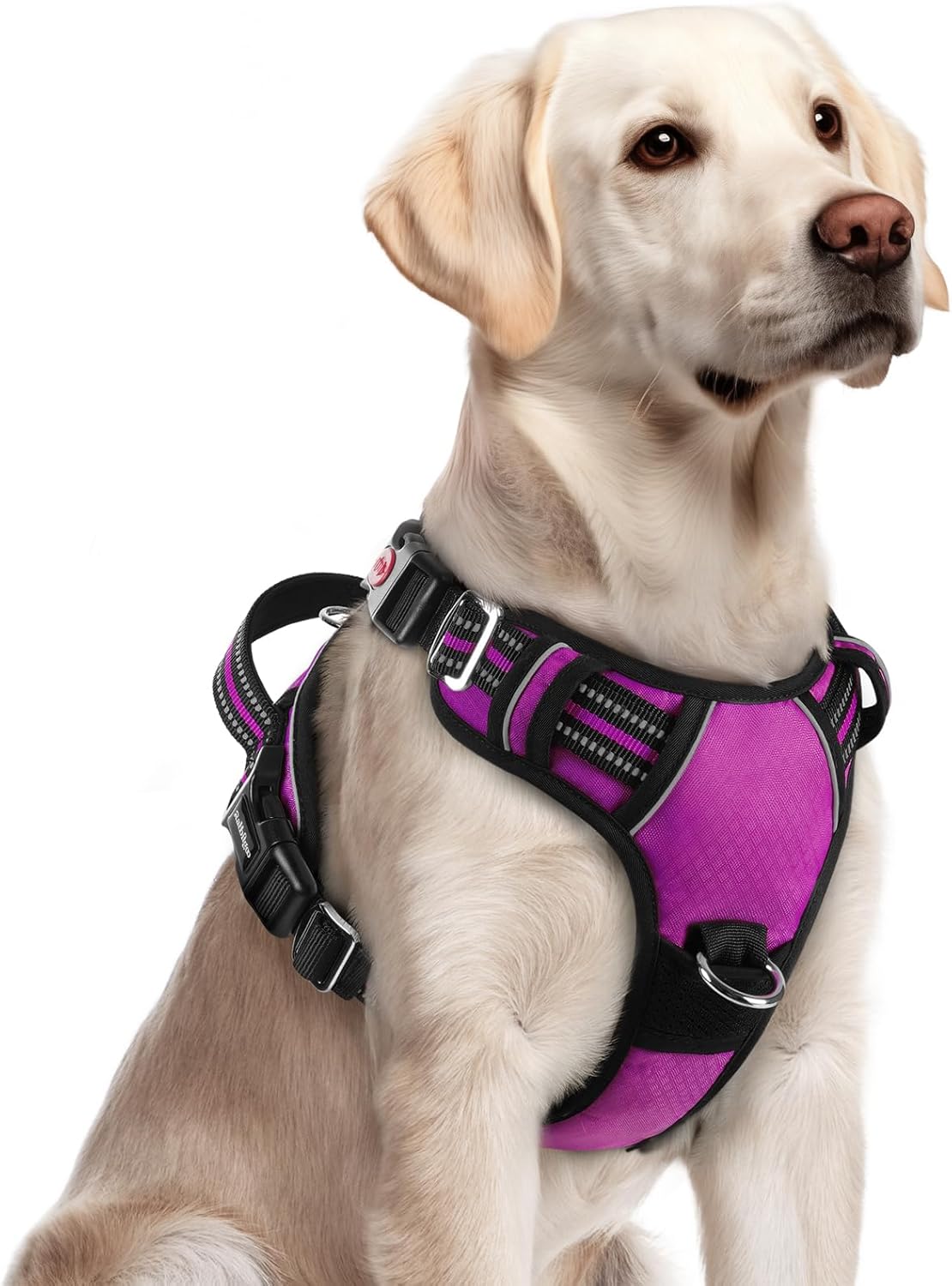 Dog Harness for Large, No Pull 3 Buckles Easy On & Off | Soft Padded, Walking with Control Handle, Adjustable and Reflective, Pink, Large