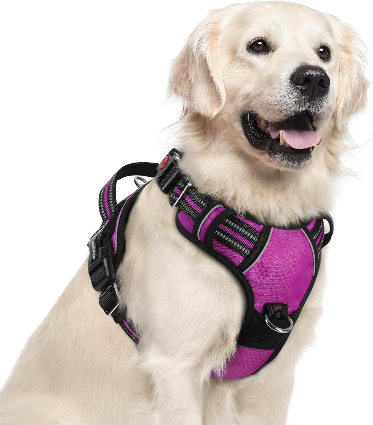 Dog Harness for Large, No Pull 3 Buckles Easy On & Off | Soft Padded, Walking with Control Handle, Adjustable and Reflective, Pink, Large