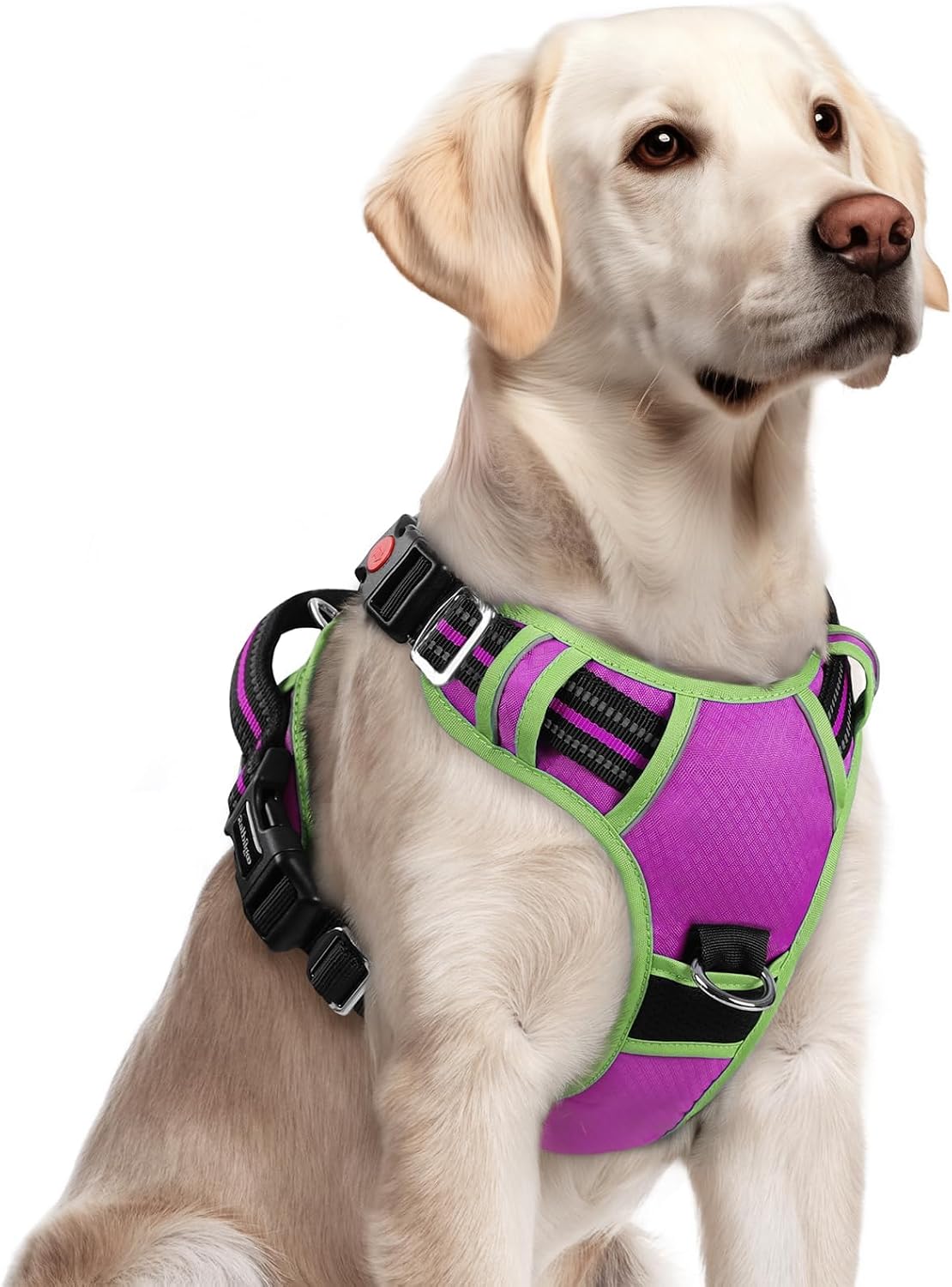 Dog Harness for Large, No Pull 3 Buckles Easy On & Off | Soft Padded, Walking with Control Handle, Adjustable and Reflective, Pink, Large