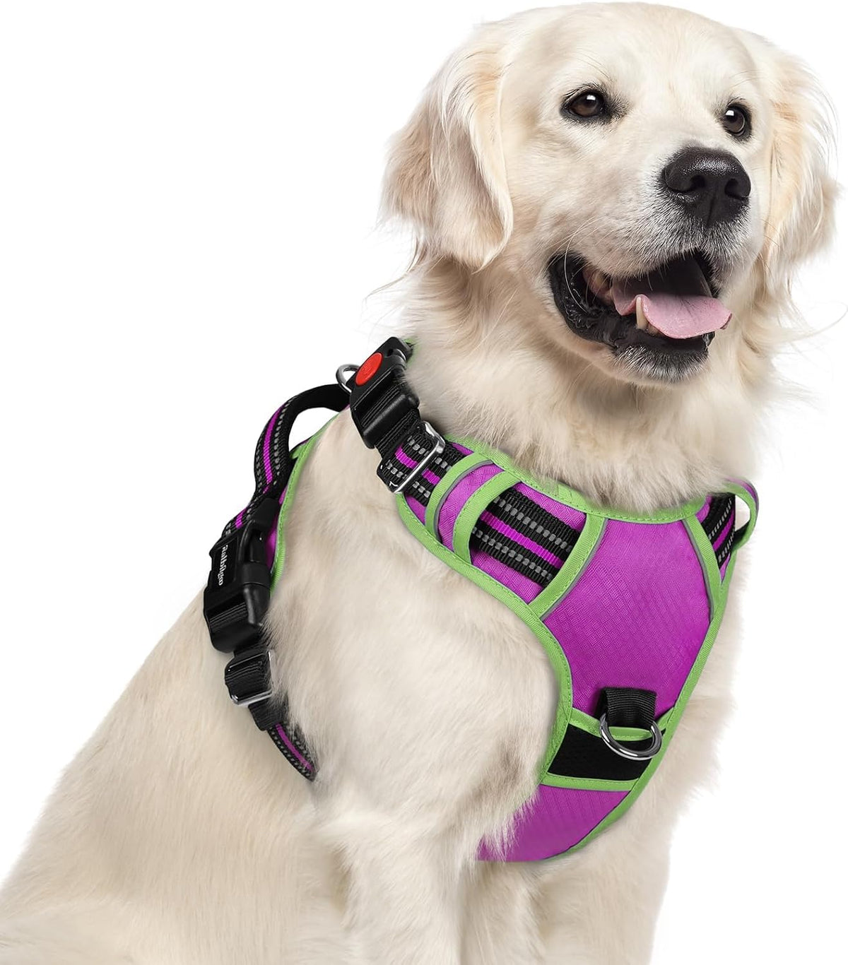 Dog Harness for Large, No Pull 3 Buckles Easy On & Off | Soft Padded, Walking with Control Handle, Adjustable and Reflective, Pink, Large