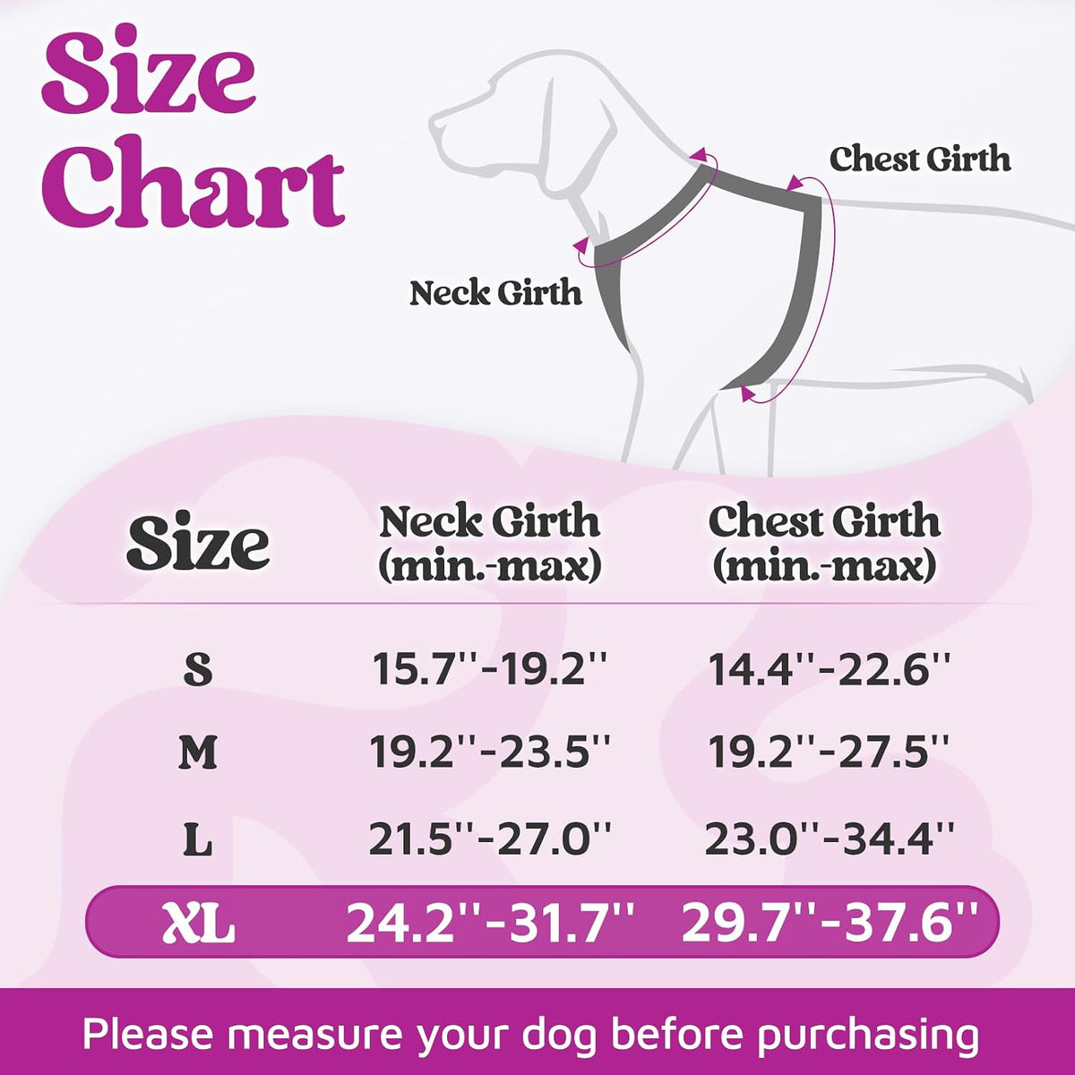 Dog Harness for Large, No Pull 3 Buckles Easy On & Off | Soft Padded, Walking with Control Handle, Adjustable and Reflective, Pink, Large