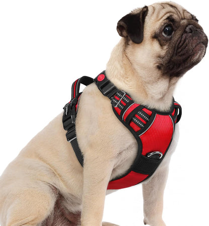 Dog Harness for Large, No Pull 3 Buckles Easy On & Off | Soft Padded, Walking with Control Handle, Adjustable and Reflective, Pink, Large