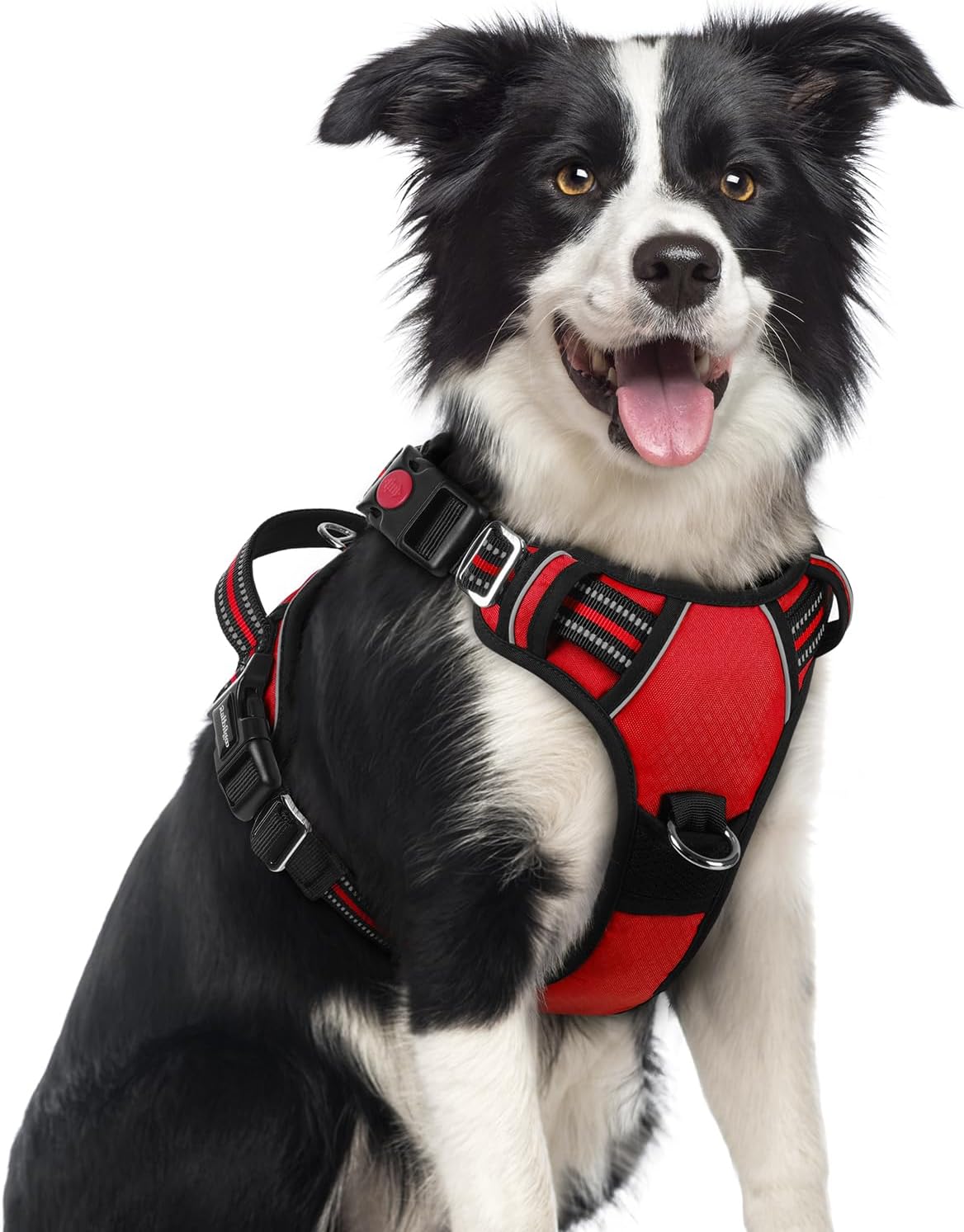 Dog Harness for Large, No Pull 3 Buckles Easy On & Off | Soft Padded, Walking with Control Handle, Adjustable and Reflective, Pink, Large