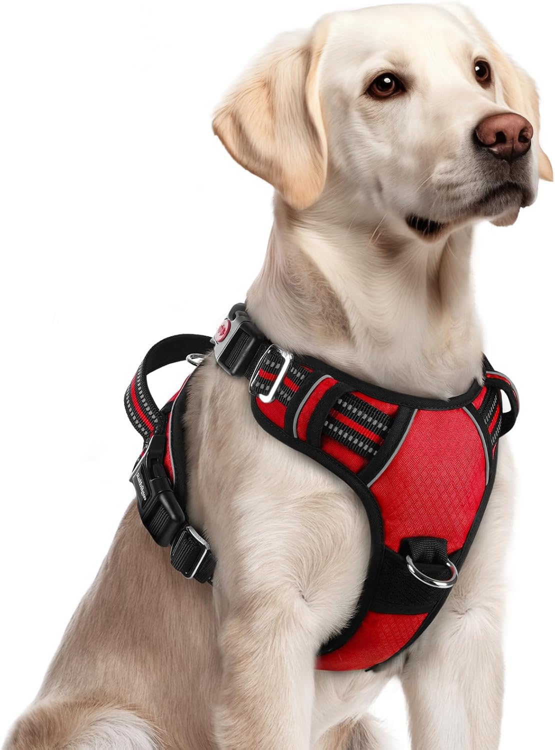 Dog Harness for Large, No Pull 3 Buckles Easy On & Off | Soft Padded, Walking with Control Handle, Adjustable and Reflective, Pink, Large