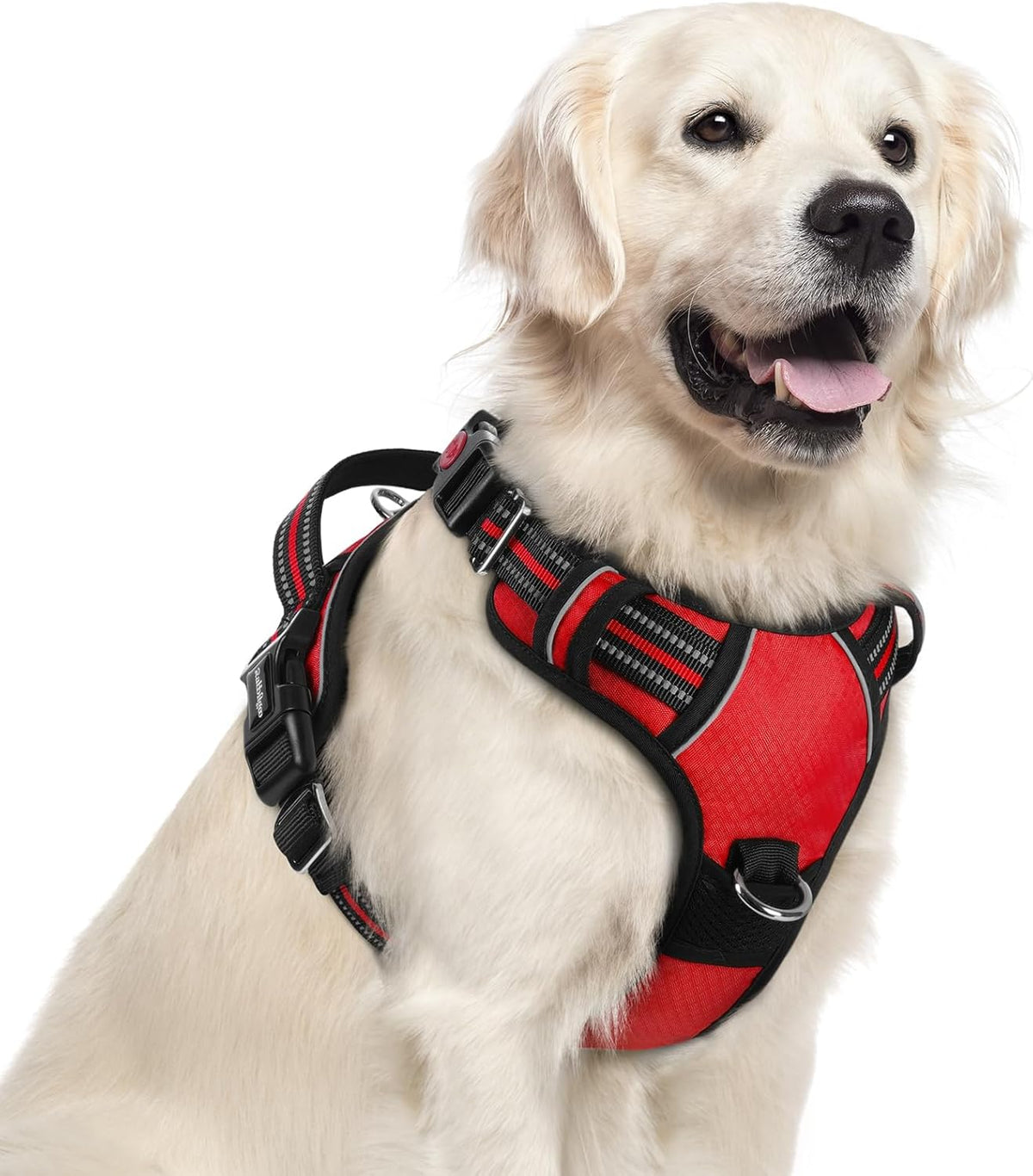 Dog Harness for Large, No Pull 3 Buckles Easy On & Off | Soft Padded, Walking with Control Handle, Adjustable and Reflective, Pink, Large