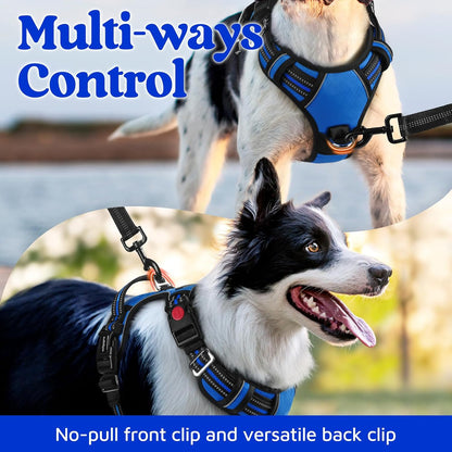Dog Harness for Large, No Pull 3 Buckles Easy On & Off | Soft Padded, Walking with Control Handle, Adjustable and Reflective, Pink, Large
