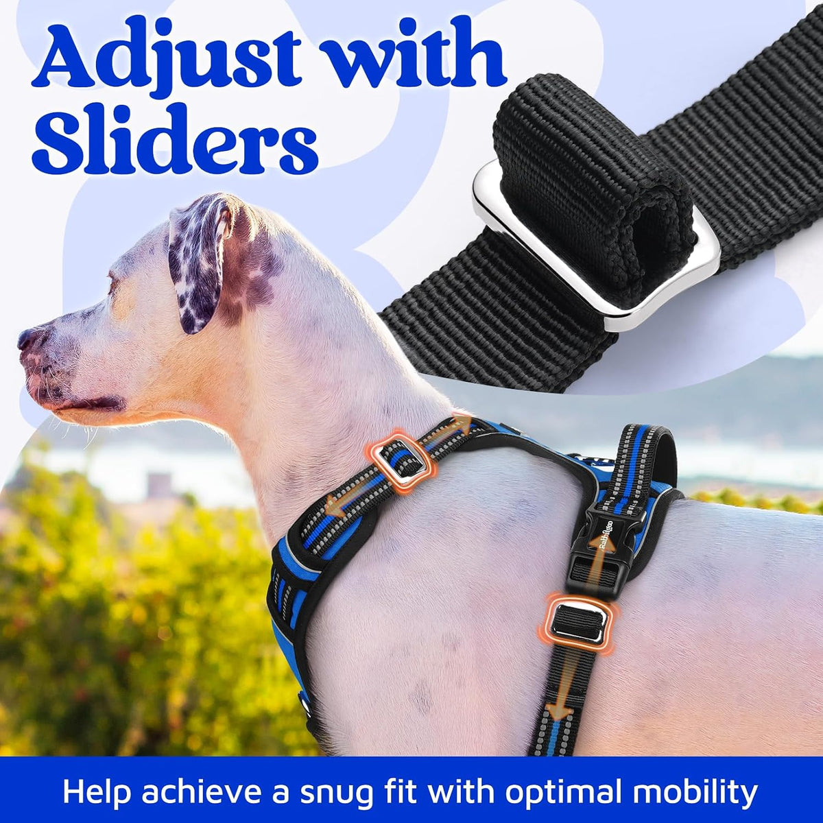 Dog Harness for Large, No Pull 3 Buckles Easy On & Off | Soft Padded, Walking with Control Handle, Adjustable and Reflective, Pink, Large