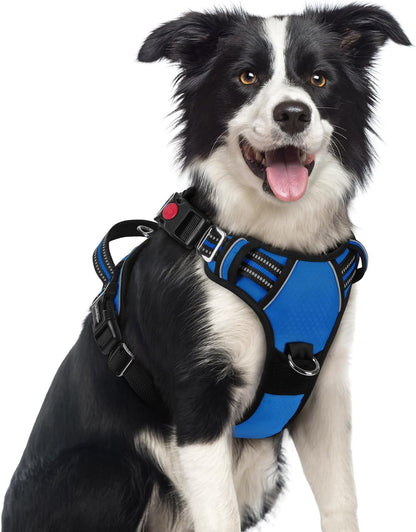 Dog Harness for Large, No Pull 3 Buckles Easy On & Off | Soft Padded, Walking with Control Handle, Adjustable and Reflective, Pink, Large