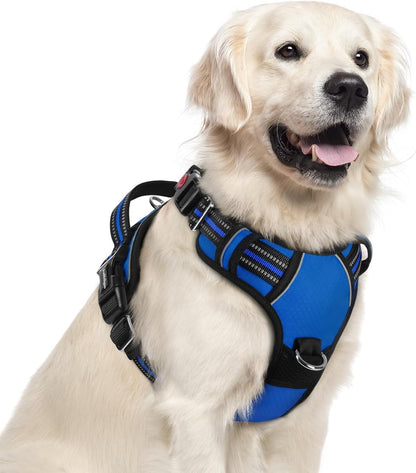 Dog Harness for Large, No Pull 3 Buckles Easy On & Off | Soft Padded, Walking with Control Handle, Adjustable and Reflective, Pink, Large
