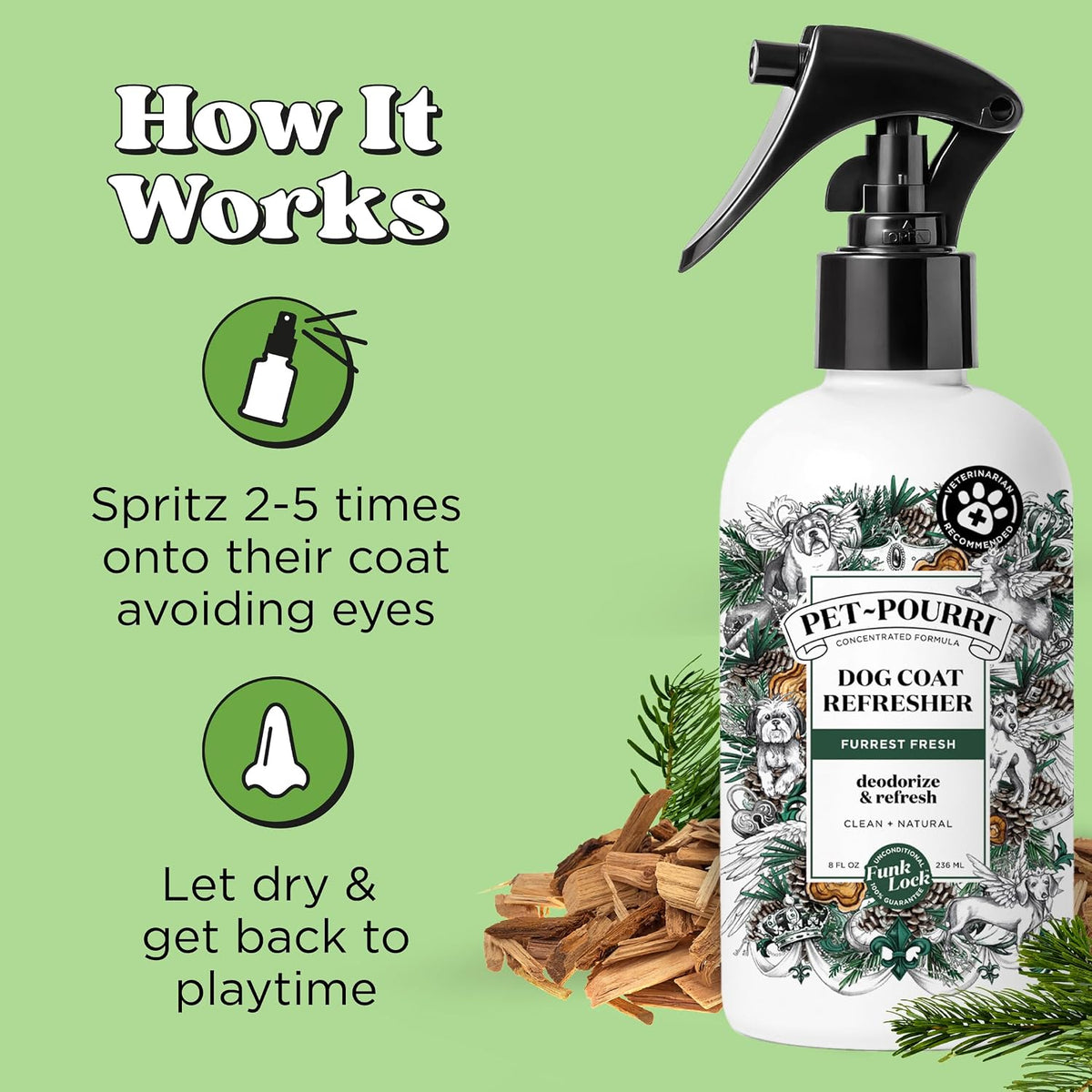 Poo- Furrest Fresh Dog Deodorizing Spray, 8 Fl Oz