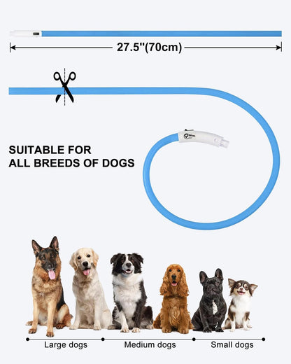 Light Up Dog Collar, LED Silicone Cut-to-Fit Rainproof, Purple