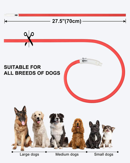 Light Up Dog Collar, LED Silicone Cut-to-Fit Rainproof, Purple