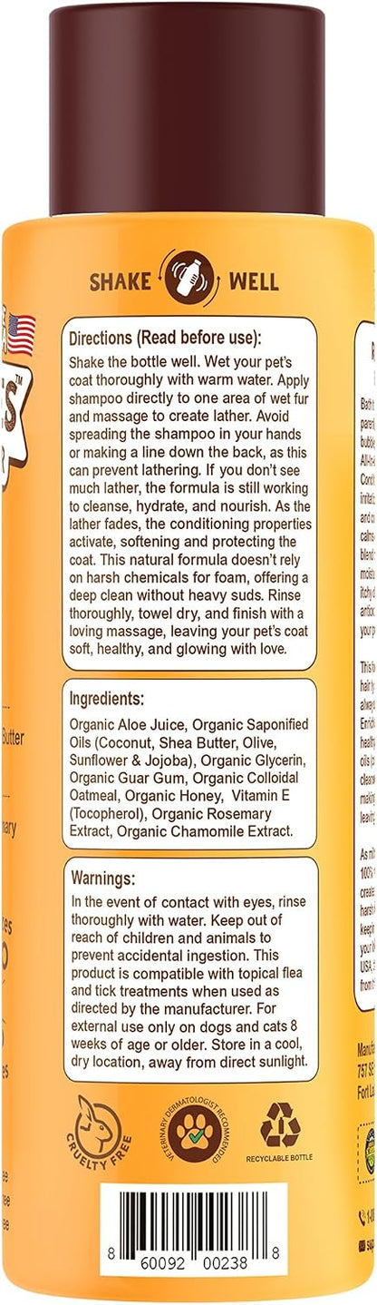 Dream Bubbles Organic Shampoo + Conditioner for Dogs and Cats - Oatmeal Shampoo for Sensitive Skin, Anti Itch Conditioner 2 in 1 Dog Itch Relief - 16oz