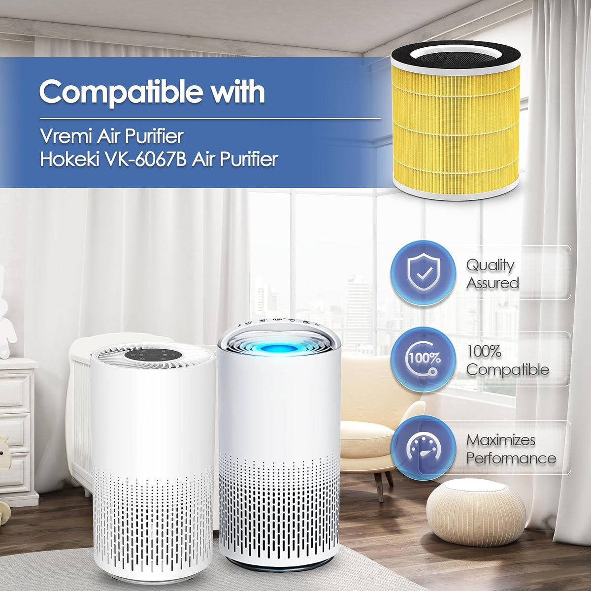 VK-6067B Filter Replacement for Vremi Air Purifier Filter Replacement