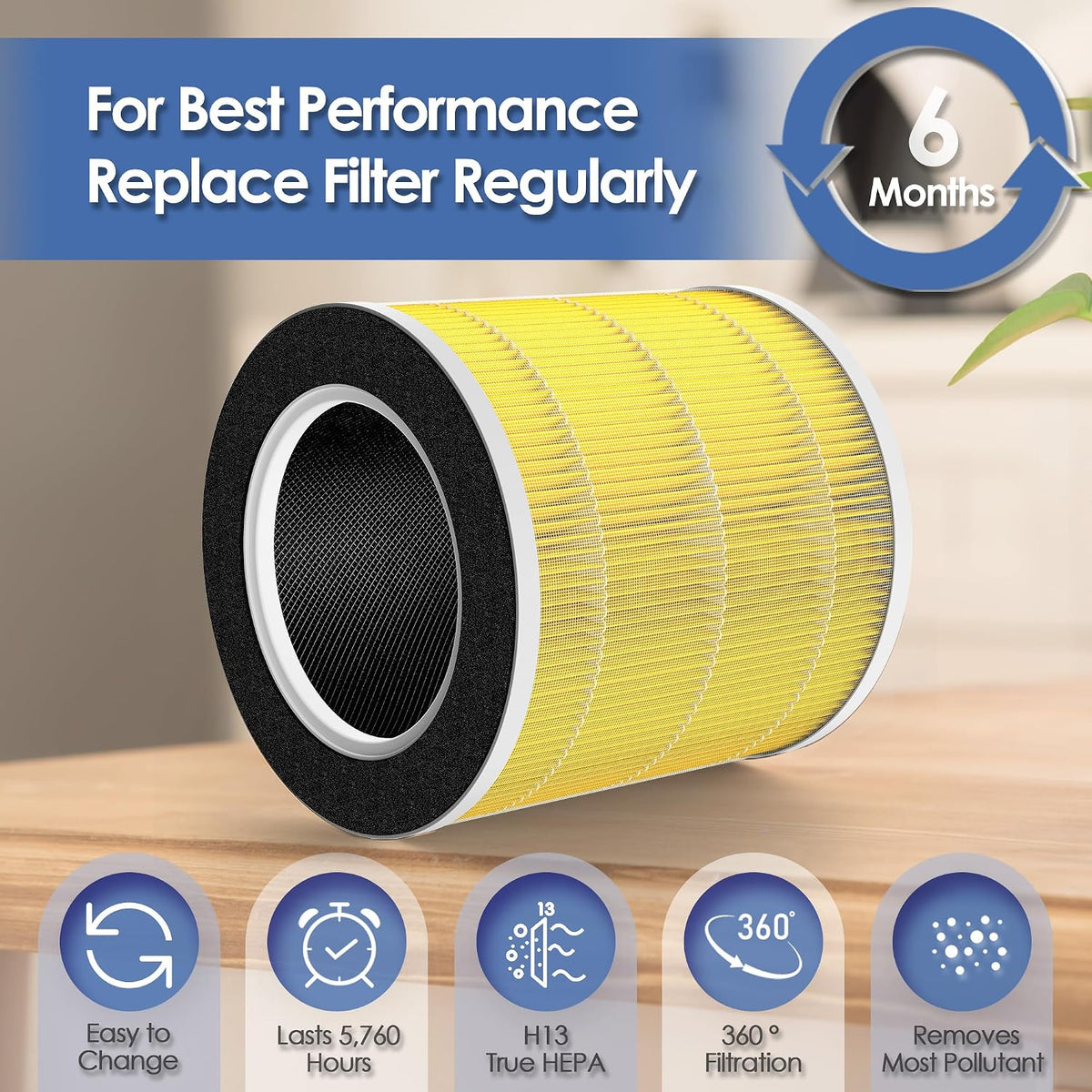 VK-6067B Filter Replacement for Vremi Air Purifier Filter Replacement
