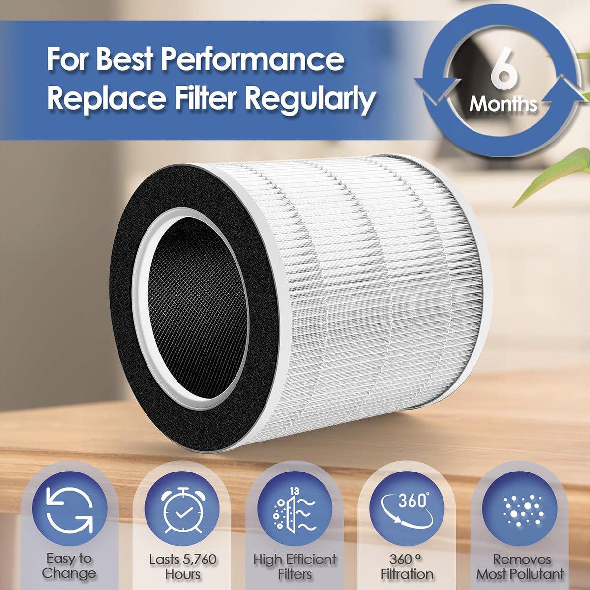 VK-6067B Filter Replacement for Vremi Air Purifier Filter Replacement