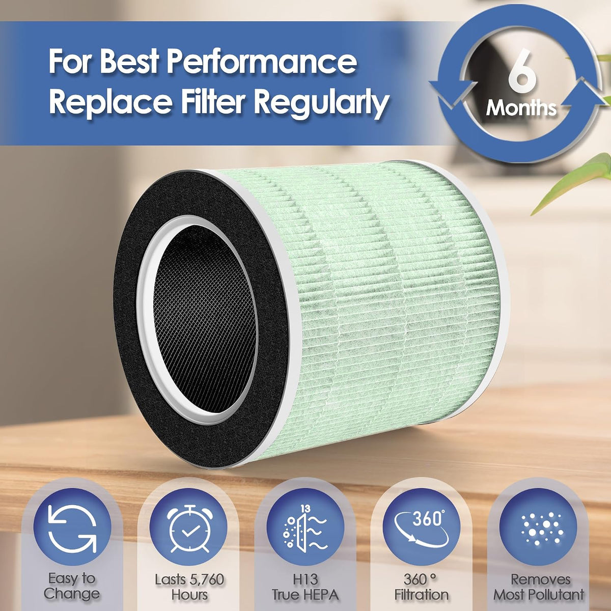 VK-6067B Filter Replacement for Vremi Air Purifier Filter Replacement