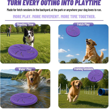 Dog Flying Disc, Flexible TPR Dog Fetch Toy, 7.48 inch, Purple