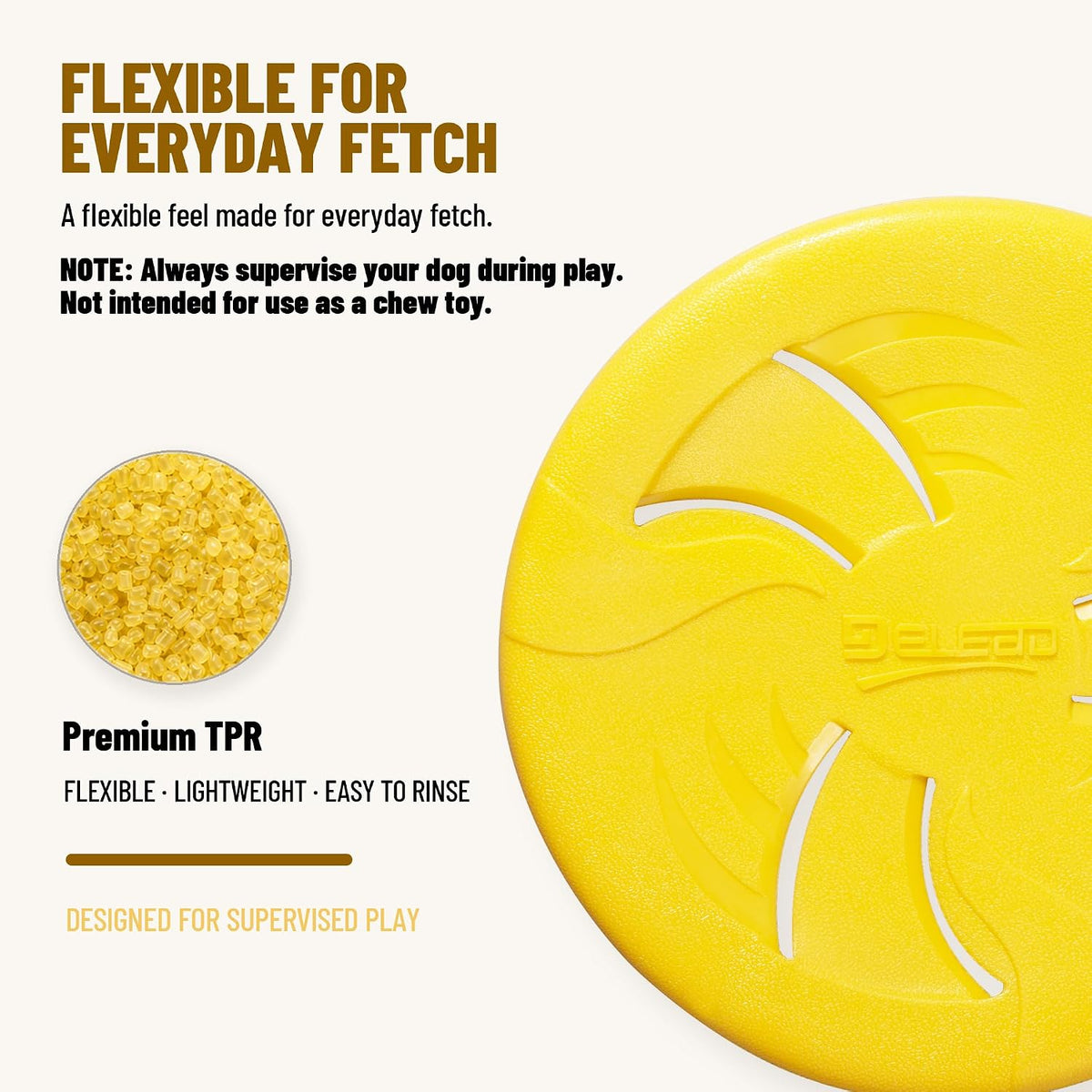 Dog Flying Disc, Flexible TPR Dog Fetch Toy, 7.48 inch, Purple
