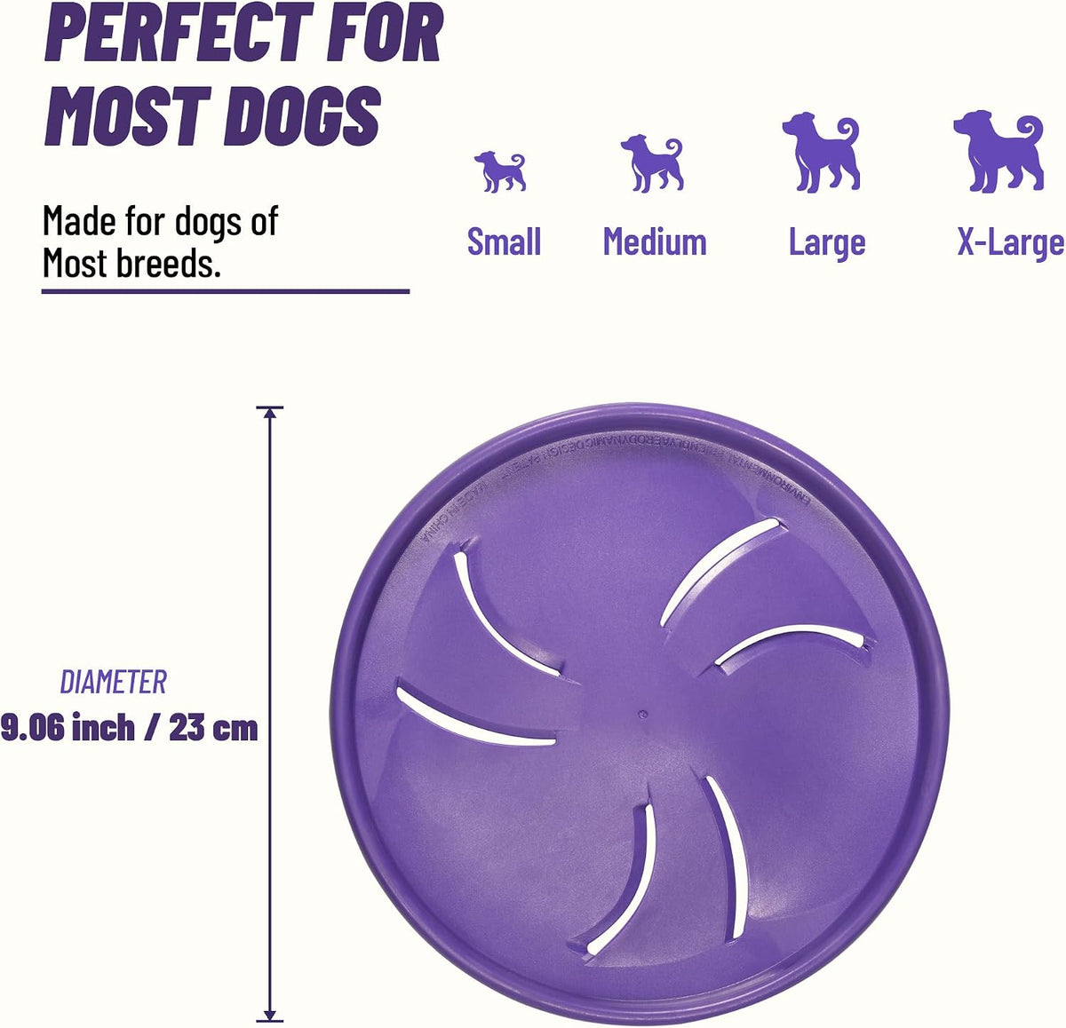 Dog Flying Disc, Flexible TPR Dog Fetch Toy, 7.48 inch, Purple