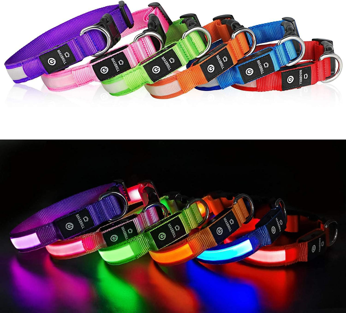 LED Dog Collar - Light Up Dog Collars Rechargeable - Waterproof Night Walking Glowing Dog Collar for Small, Medium, Large Dogs