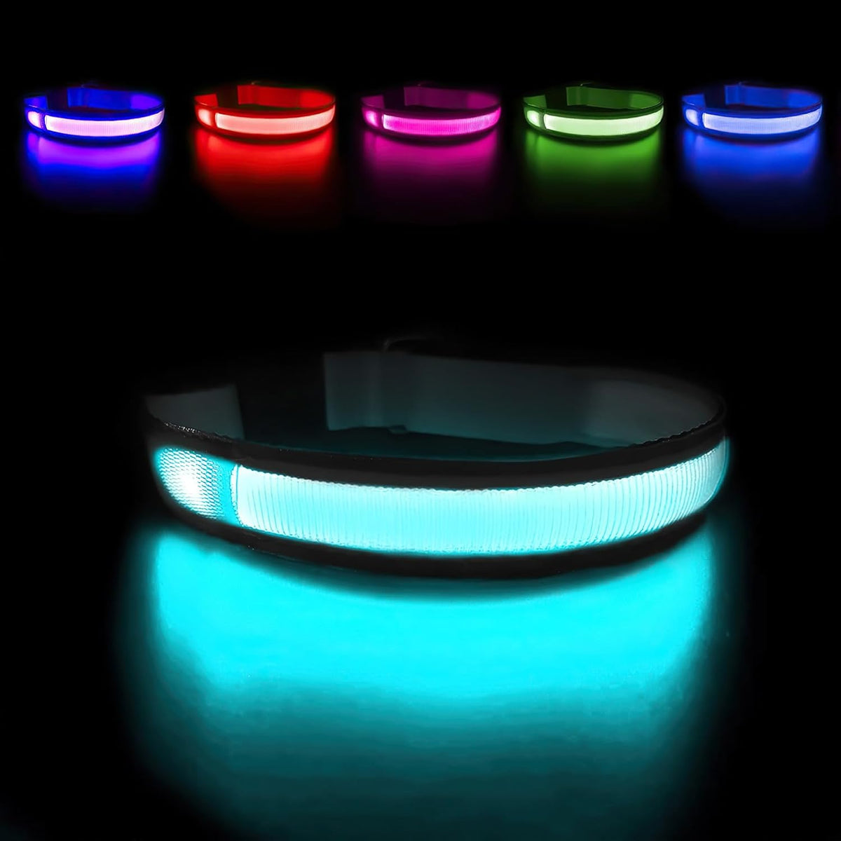LED Dog Collar - Light Up Dog Collars Rechargeable - Waterproof Night Walking Glowing Dog Collar for Small, Medium, Large Dogs