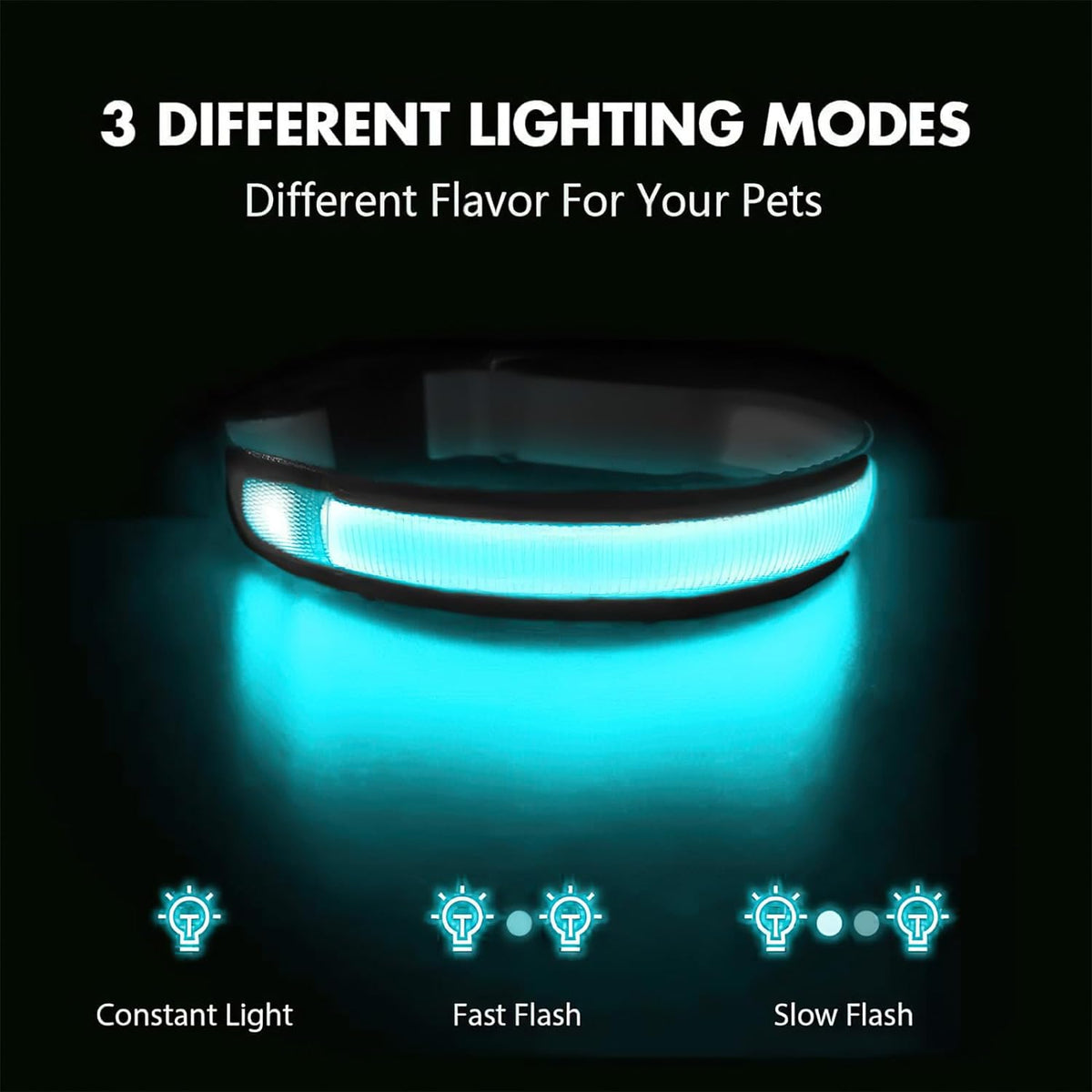 LED Dog Collar - Light Up Dog Collars Rechargeable - Waterproof Night Walking Glowing Dog Collar for Small, Medium, Large Dogs