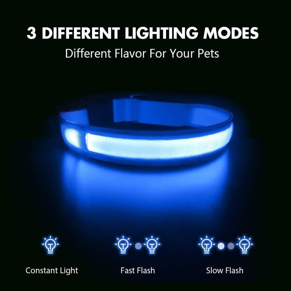 LED Dog Collar - Light Up Dog Collars Rechargeable - Waterproof Night Walking Glowing Dog Collar for Small, Medium, Large Dogs