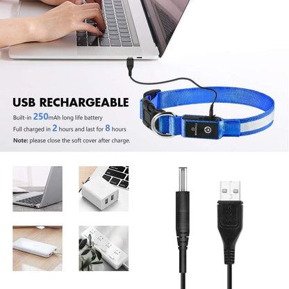 LED Dog Collar - Light Up Dog Collars Rechargeable - Waterproof Night Walking Glowing Dog Collar for Small, Medium, Large Dogs