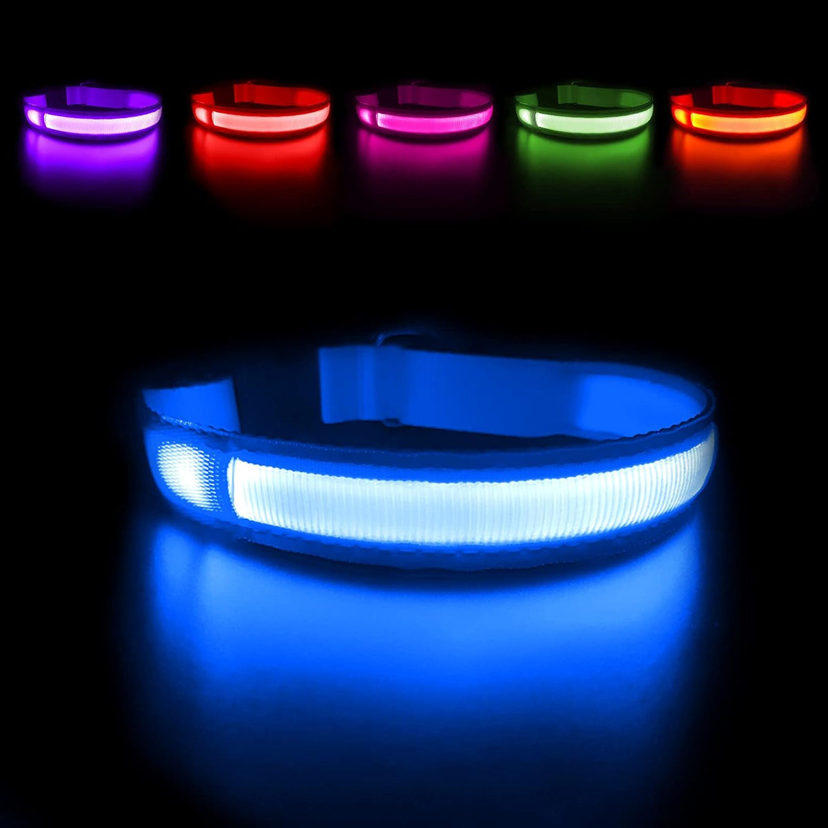 LED Dog Collar - Light Up Dog Collars Rechargeable - Waterproof Night Walking Glowing Dog Collar for Small, Medium, Large Dogs