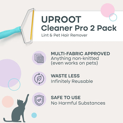 Uproot Cleaner Pro Pet Hair Remover & Mini - Pet Hair Removal Tool Multi Fabric Edge & Carpet Scraper - Cat for Couch, Cat Towers, Car Detailing The Furry-Situation Survival Kit