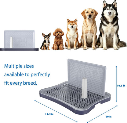 Pee Pad Holder, Indoor Potty Tray for Puppy and Small Size Dog with Pee Wall, Non-Skid Feet, 20x15.4x1.4 inch (Medium)