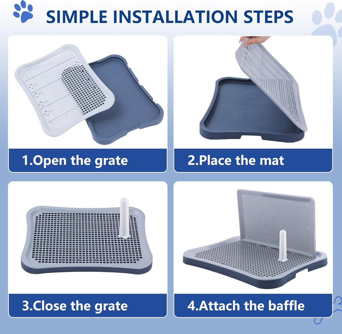Pee Pad Holder, Indoor Potty Tray for Puppy and Small Size Dog with Pee Wall, Non-Skid Feet, 20x15.4x1.4 inch (Medium)