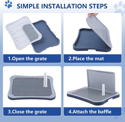 Pee Pad Holder, Indoor Potty Tray for Puppy and Small Size Dog with Pee Wall, Non-Skid Feet, 20x15.4x1.4 inch (Medium)
