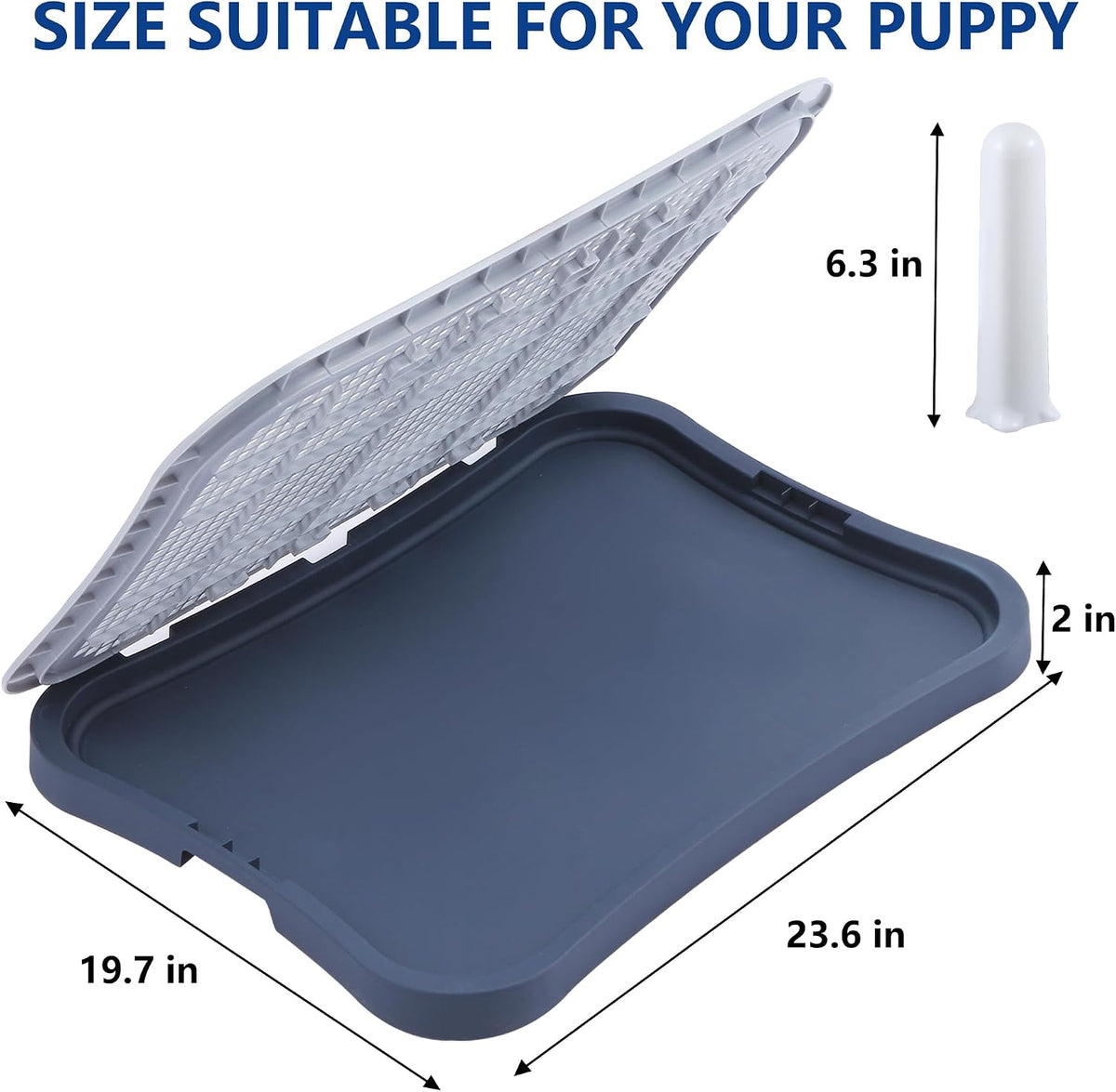 Pee Pad Holder, Indoor Potty Tray for Puppy and Small Size Dog with Pee Wall, Non-Skid Feet, 20x15.4x1.4 inch (Medium)