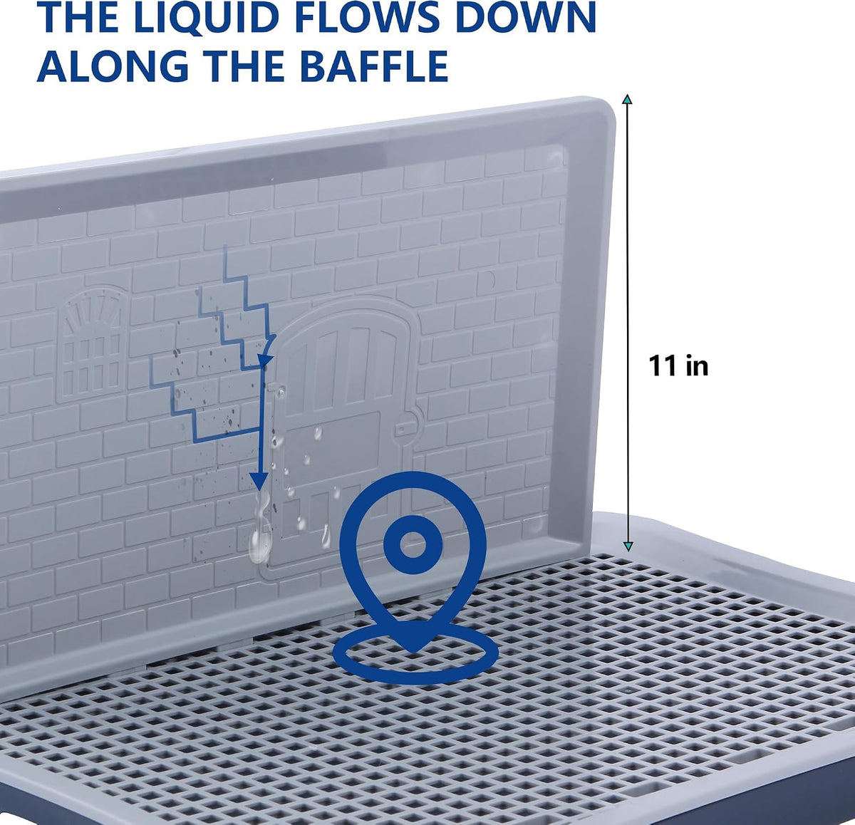 Pee Pad Holder, Indoor Potty Tray for Puppy and Small Size Dog with Pee Wall, Non-Skid Feet, 20x15.4x1.4 inch (Medium)