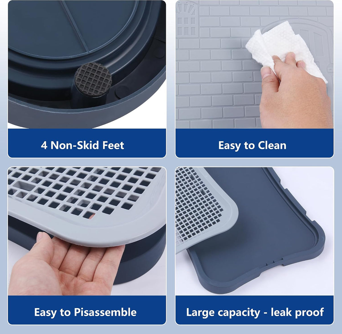 Pee Pad Holder, Indoor Potty Tray for Puppy and Small Size Dog with Pee Wall, Non-Skid Feet, 20x15.4x1.4 inch (Medium)