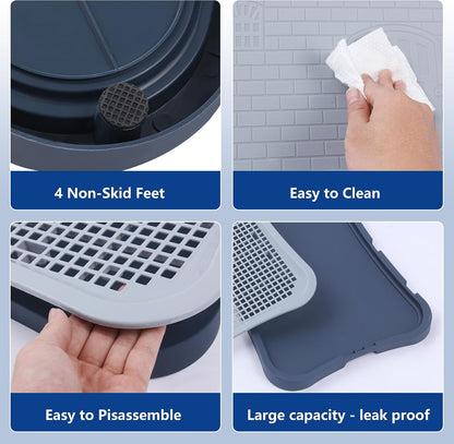 Pee Pad Holder, Indoor Potty Tray for Puppy and Small Size Dog with Pee Wall, Non-Skid Feet, 20x15.4x1.4 inch (Medium)