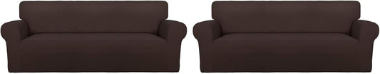 Stretch Couch Covers for Sofa Large Sofa Slipcovers Dark Gray | 1-Piece Spandex Couch cover Soft Couch protector, Sofa cover Washable with Non Skid Foam and Elastic Bottom for Kids, Dogs