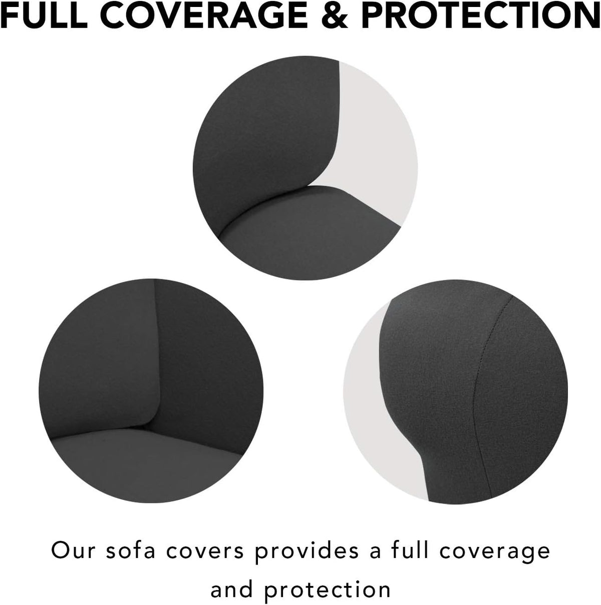 Stretch Couch Covers for Sofa Large Sofa Slipcovers Dark Gray | 1-Piece Spandex Couch cover Soft Couch protector, Sofa cover Washable with Non Skid Foam and Elastic Bottom for Kids, Dogs