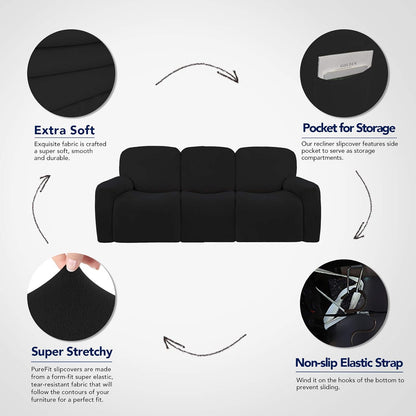 Stretch Couch Covers for Sofa Large Sofa Slipcovers Dark Gray | 1-Piece Spandex Couch cover Soft Couch protector, Sofa cover Washable with Non Skid Foam and Elastic Bottom for Kids, Dogs